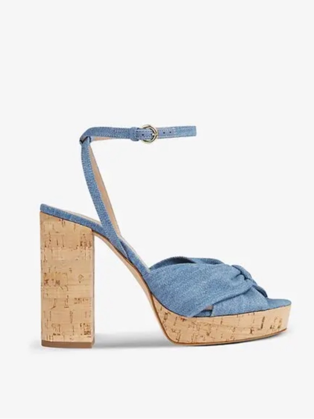 New! LK BENNETT Amanda Denim Cork Platform Sandals Size 8 / 39
